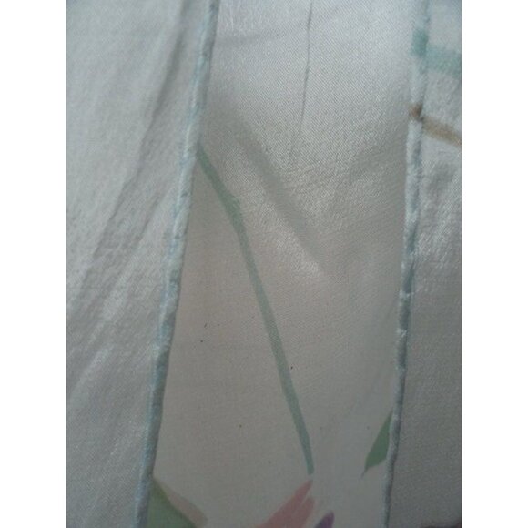 Vtg 1970’s Liz Claiborne Silk Scarf Floral Pattern Rectangle Muted Green Pink - Picture 8 of 8